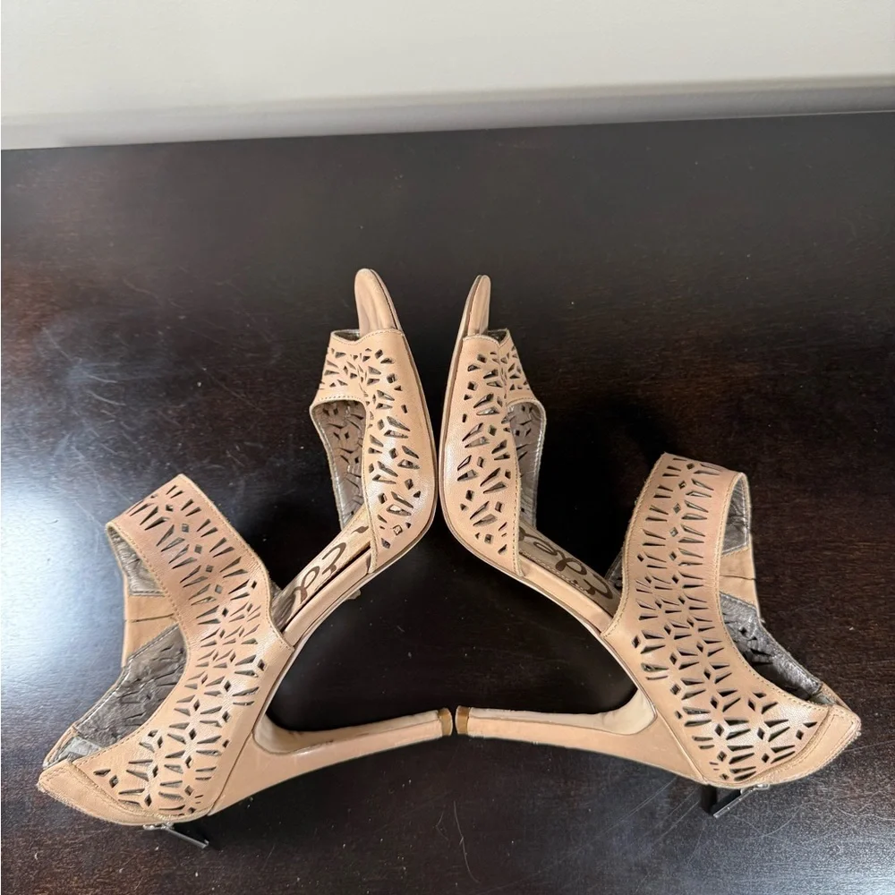 Sam Edelman Leather‎ Stiletto Heel Sandals zip back Sz:9 Mobwife